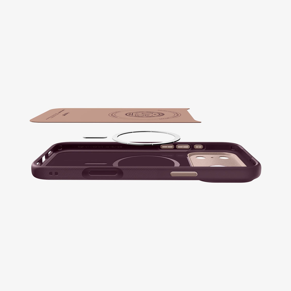 ACS09967 - iPhone 17 Pro Case Nano Pop (MagFit) in burgundy bean showing the multiple layers of case