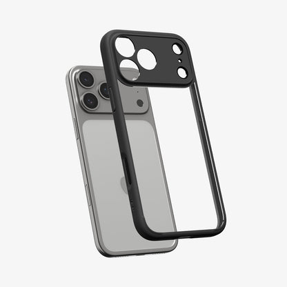 ACS10034 - iPhone 17 Pro Max Ultra Hybrid in Matte Black showing back of the device with case