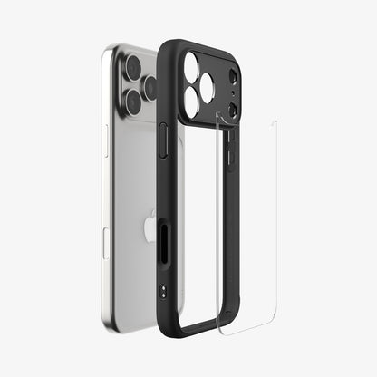 ACS10034 - iPhone 18 Pro Max / iPhone 17 Pro Max Ultra Hybrid in Matte Black showing front and back of the device with case