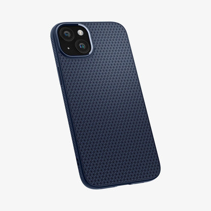 ACS06791 - iPhone 15 Case Liquid Air in navy blue showing the back and partial side