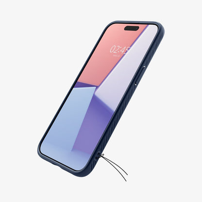 ACS06563 - iPhone 15 Pro Max Case Liquid Air in navy blue showing the front and side