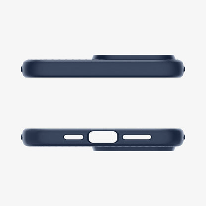 ACS06563 - iPhone 15 Pro Max Case Liquid Air in navy blue showing the top and bottom with precise cutouts