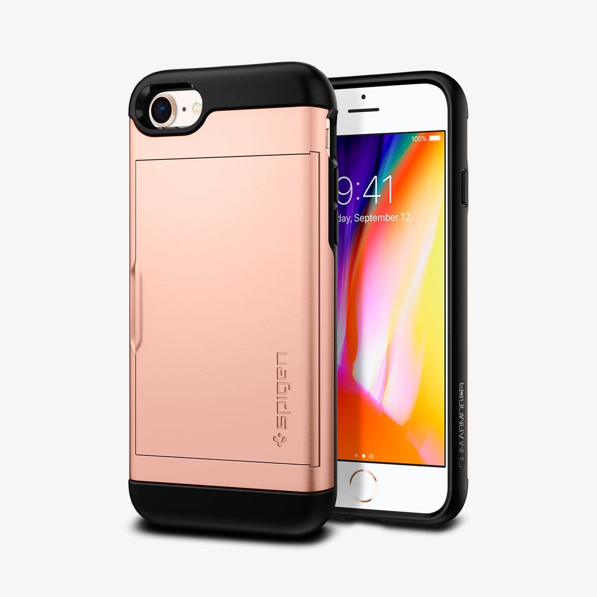 054CS22570 - iPhone 7 Series Slim Armor CS Case in Blush Gold showing the back and partial front