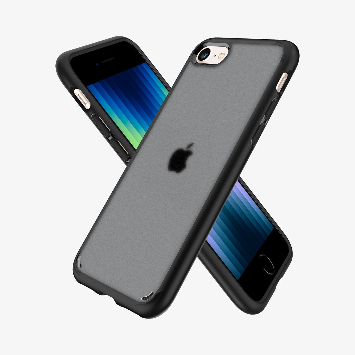 ACS04353 - iPhone SE Ultra Hybrid case in frosted black showing the back and front