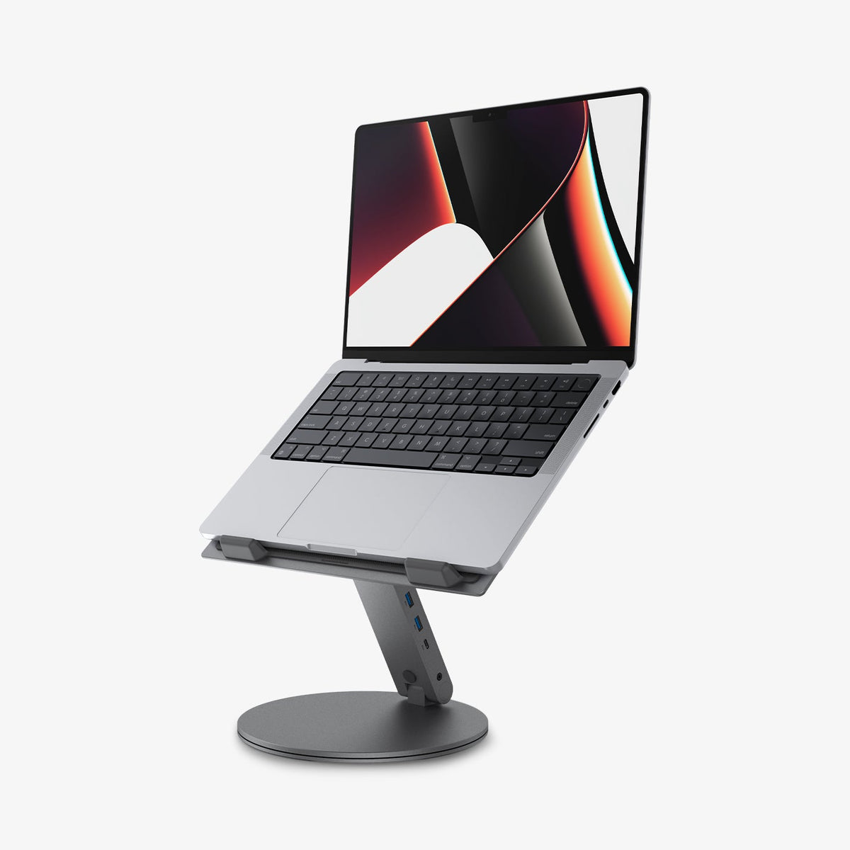 AMP08885 - Laptop Stand Hub LD204H showing stand with laptop.