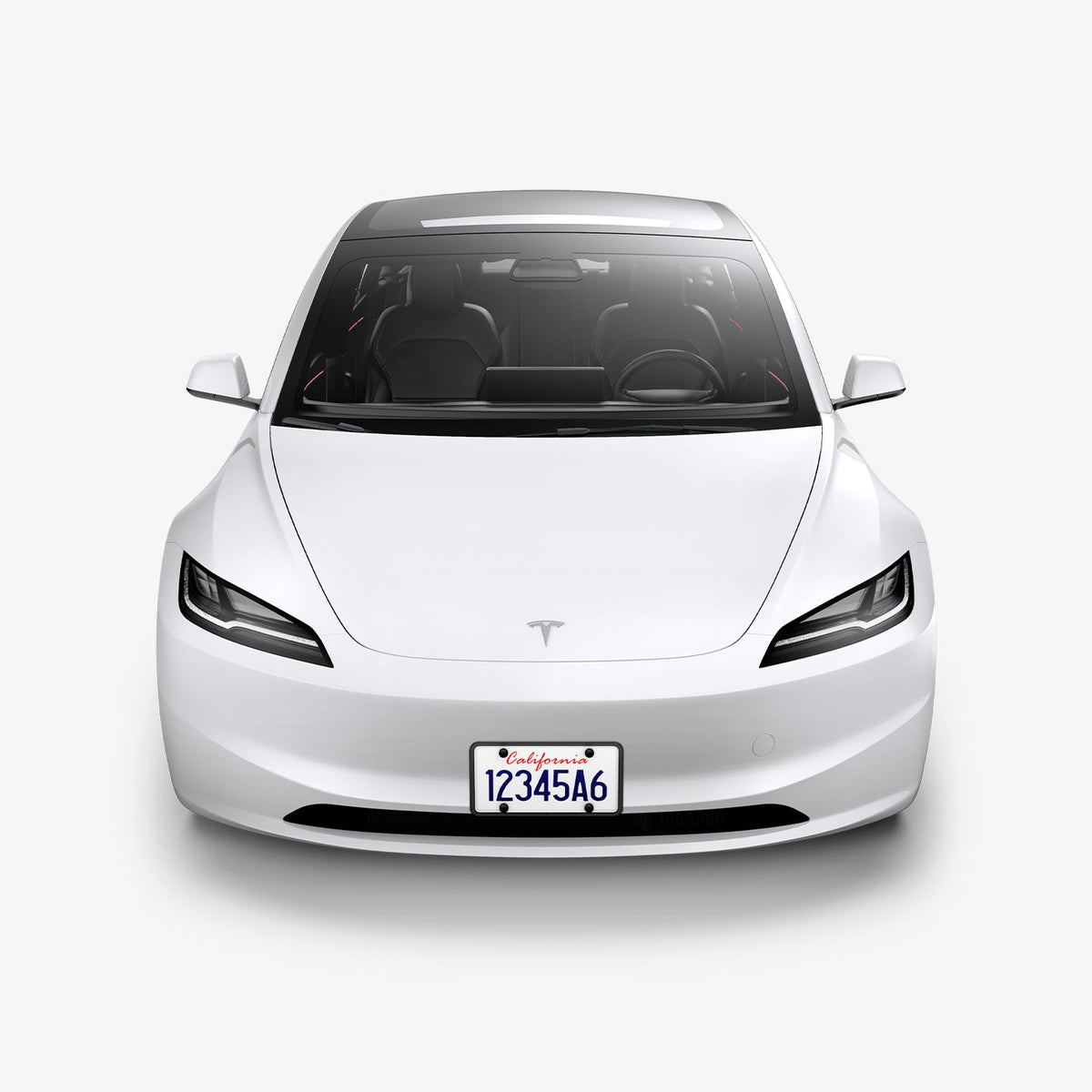 ACP08684 - License Plate Frame | LP100 in Black showing the front installed to the front of the car