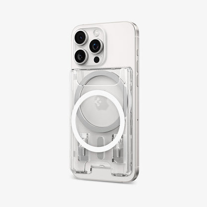 AFA08888 - Ultra Hybrid MagFit+ Wallet (MagFit) in Crystal Clear showing the front of the wallet case, back and partial side of the device