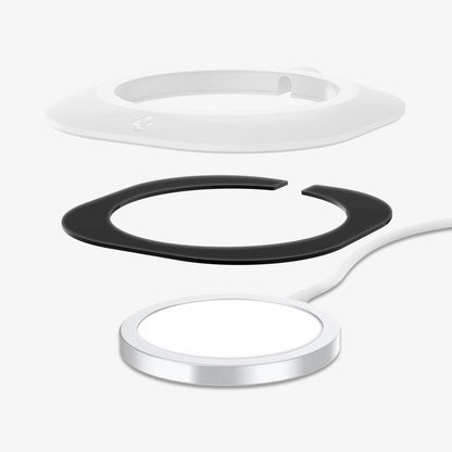 AMP03709 - MagFit in white showing the multiple layers of station hovering above the magsafe charger