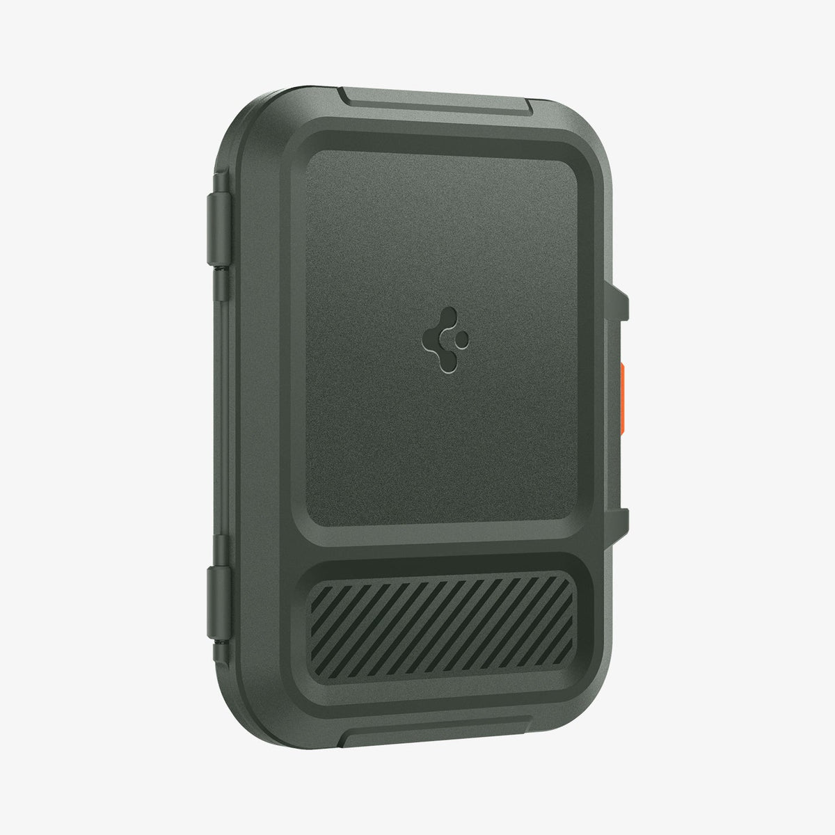 AFA08528 - MagSafe Card Holder Lock Fit (MagFit) in Military Green showing the front and partial side