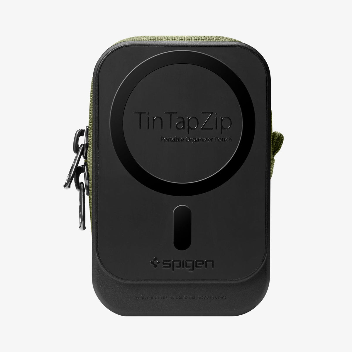 AFA10227 - Portable Organizer Pouch Tintap Zip MagFit in Olive Green showing inside with magsafe