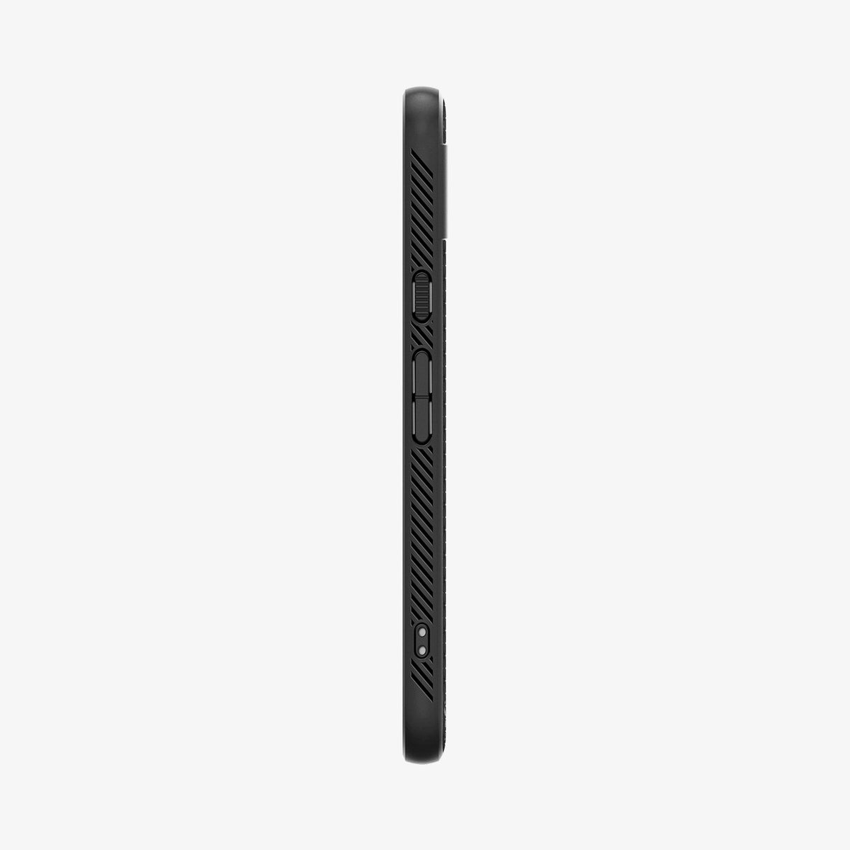 ACS07257 - Pixel 8a Case Liquid Air in Matte Black showing the side with side buttons