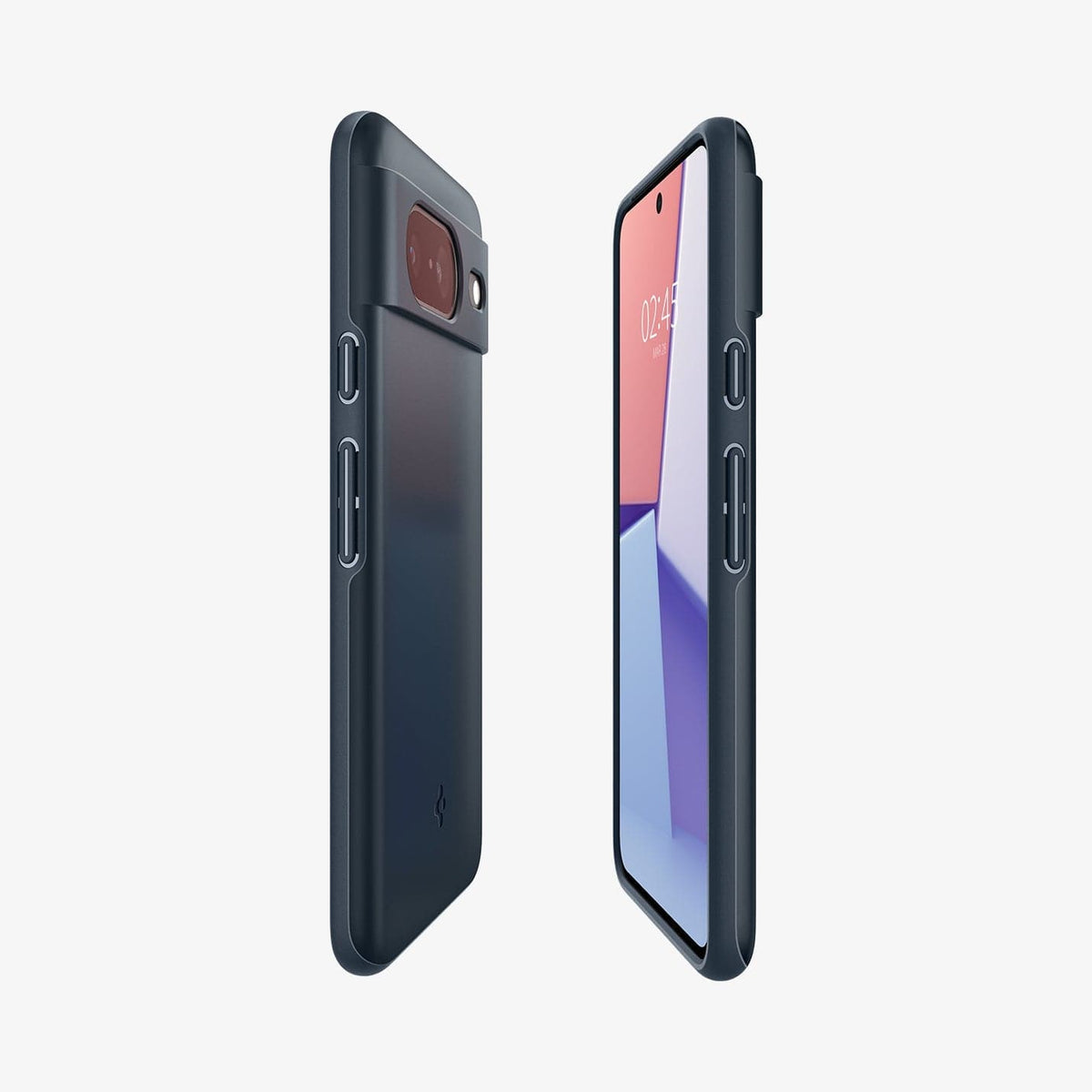 ACS06289 - Pixel 8 Case Thin Fit in metal slate showing the sides, partial back and front