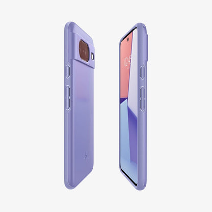 ACS06292 - Pixel 8 Case Thin Fit in awesome violet showing the sides, partial back and front