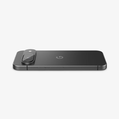 AGL08443 - Pixel 9 Case Optik EZ Fit Lens Protector in Crystal Clear showing the back, partial side with lens protector installed