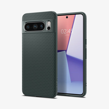 ACS06313 - Pixel 8 Pro Case Liquid Air in Abyss Green showing the back, partial front and sides