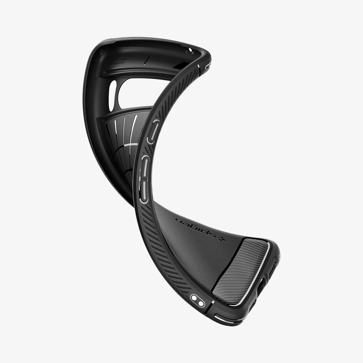 ACS06314 - Pixel 8 Pro Case Rugged Armor in matte black showing the case bending to show the flexibility