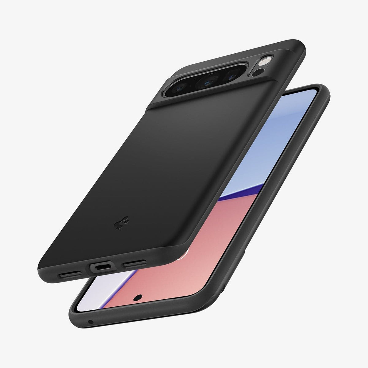 ACS06325 - Pixel 8 Pro Case Thin Fit in black showing the back, front and sides