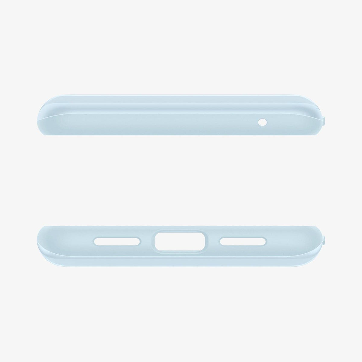 ACS06327 - Pixel 8 Pro Case Thin Fit in mute blue showing the top and bottom with precise cutouts