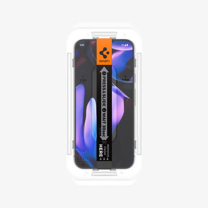 AGL08445 - Pixel 9 Pro XL GLAS.tR EZ Fit in Clear showing the installation tray attached to a device