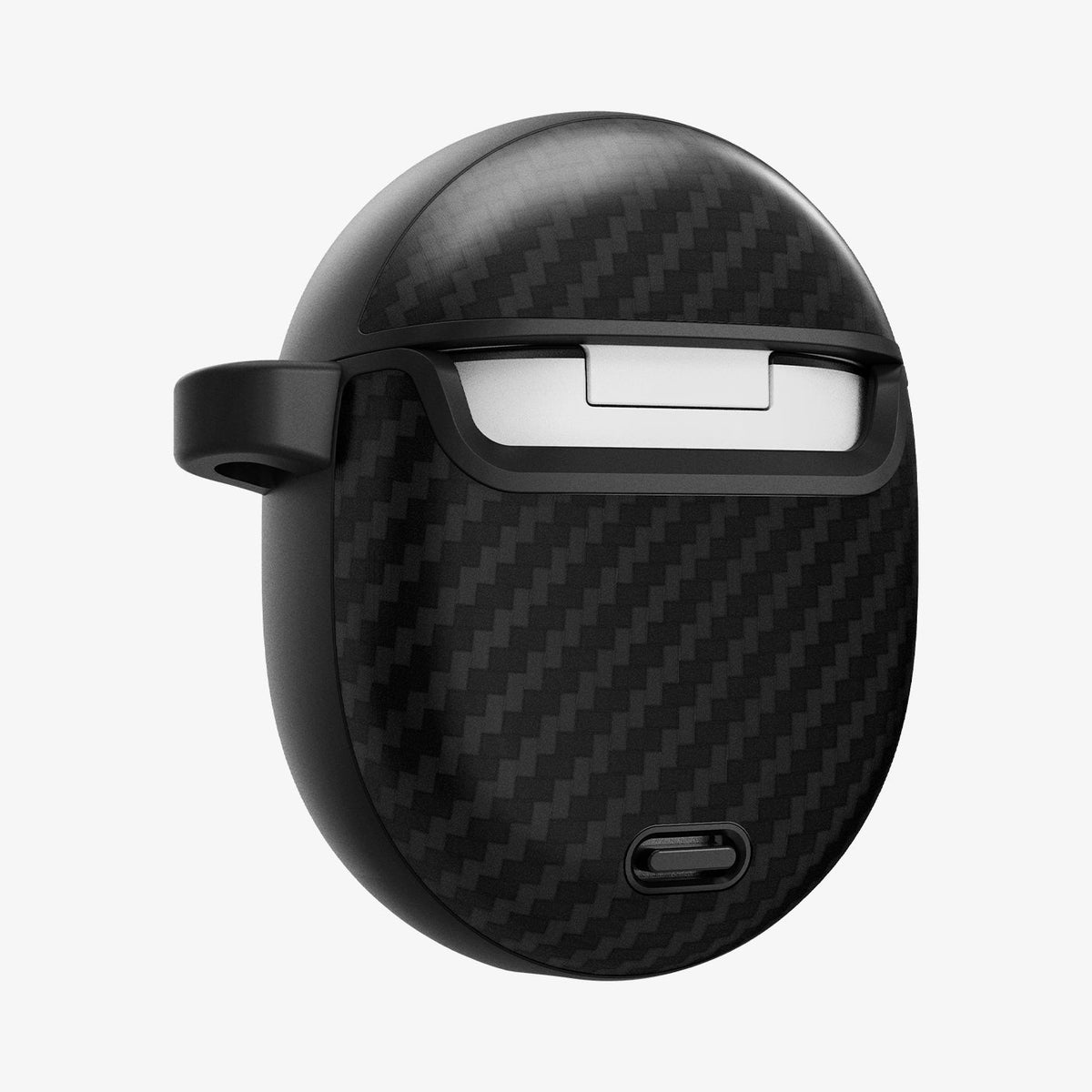 ACS07649 - Pixel Buds Pro 2 Case Enzo Aramid in Matte Black showing the back and partial side