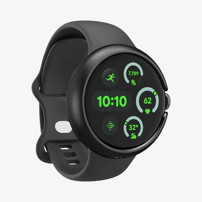 ACS07392 - Pixel Watch 3 (41mm) Case Thin Fit in Black showing the front and side installed on a watch