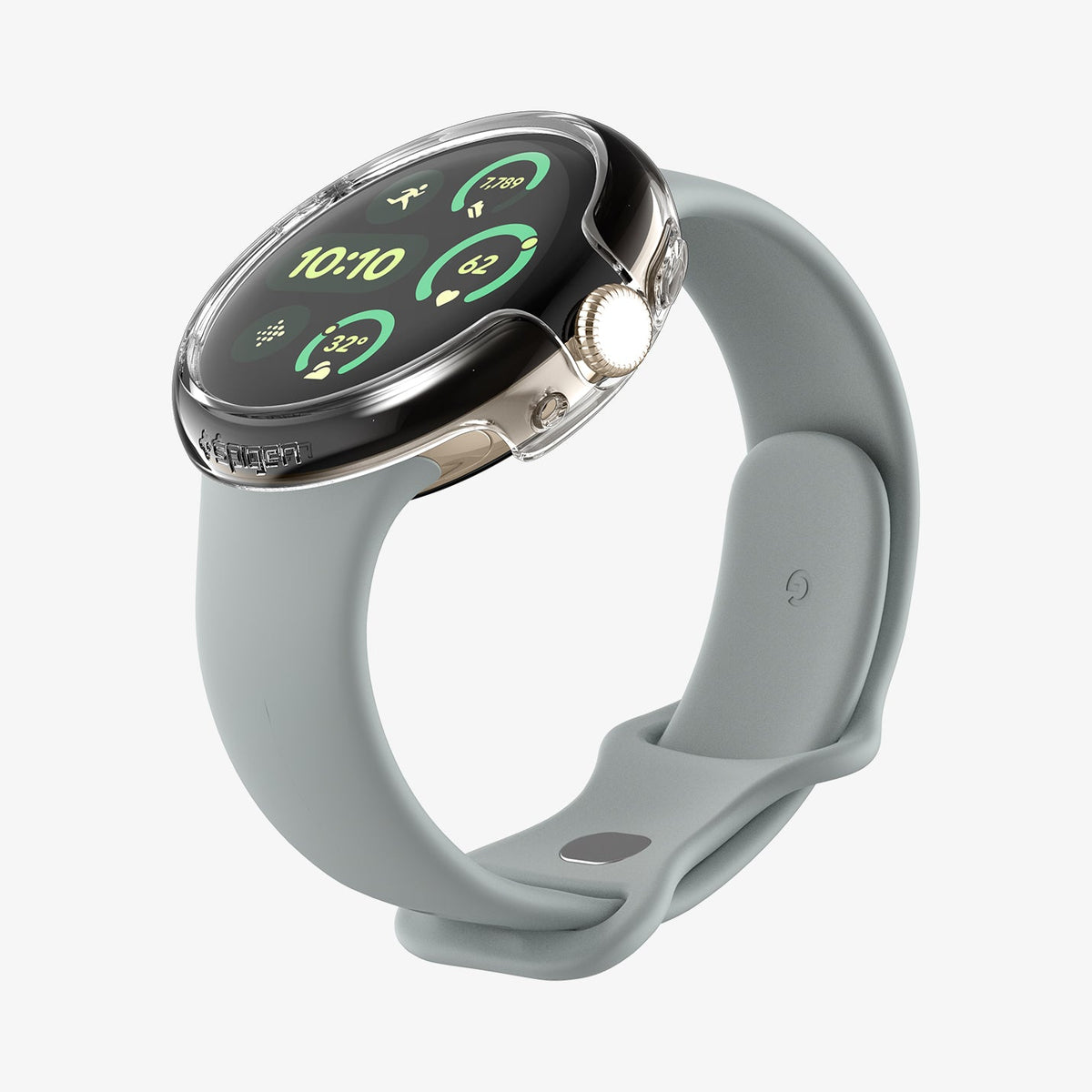 ACS07391 - Pixel Watch 2 Case Thin Fit in Crystal Clear showing the front, sides and body of the watch