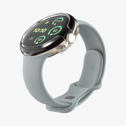 ACS07391 - Pixel Watch 2 Case Thin Fit in Crystal Clear showing the front, sides and body of the watch