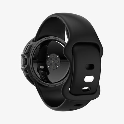 ACS07598 - Pixel Watch 3 (45mm) Case Liquid Air in Matte Black showing the back, partial side and bottom