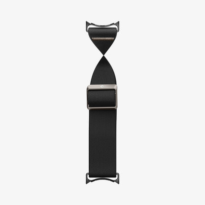 AMP07601 - Pixel Watch 4 (45mm) Lite Fit Watch Band in black showing the watch band bending slightly to show flexibility