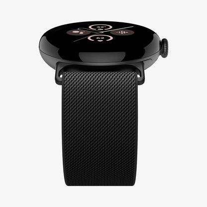 AMP07601 - Pixel Watch 4 (45mm) Lite Fit Watch Band in black showing the bottom and partial front