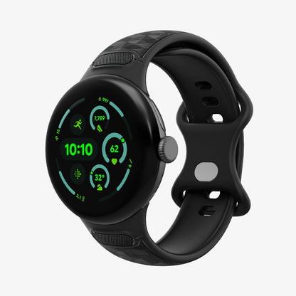 AMP10192 - GWdde Parallax Watch Band in black showing the front and partial inside of band
