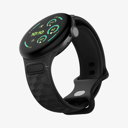AMP10192 - GWdde Parallax Watch Band in black showing the front, side and inside of strap