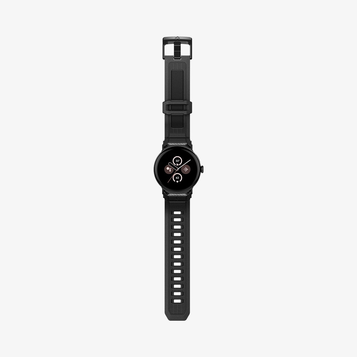 AMP07600 - Pixel Watch 3 (45mm) in Black showing the front full body laid flat