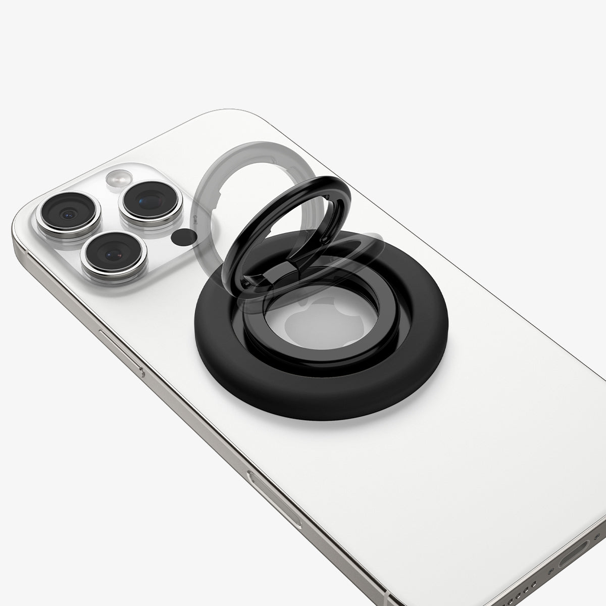 AMP09029 - MagSafe Phone Holder Nano Pop (MagFit) in Black Sesame showing the front of the phone holder and it's flexibility