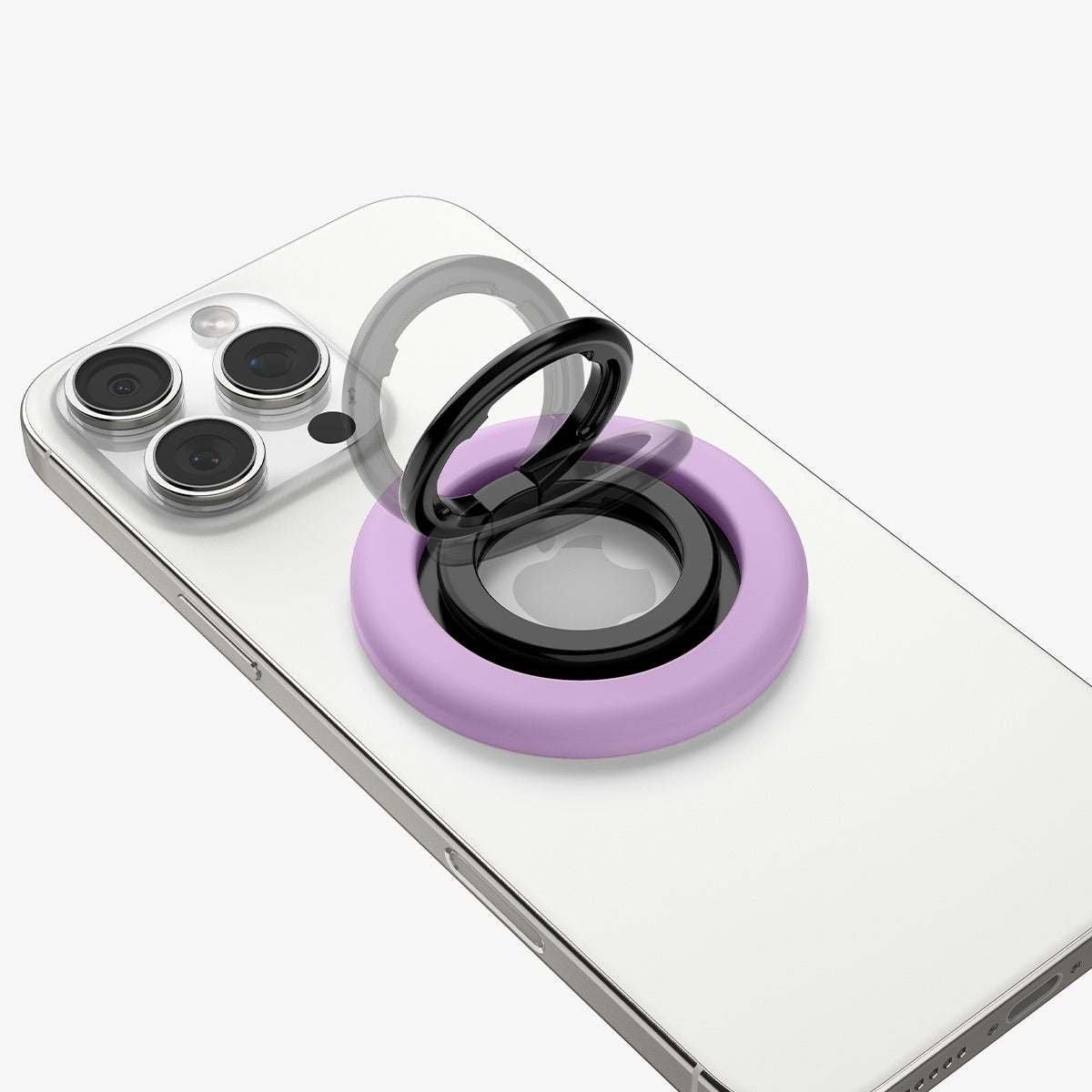 AMP09030 - MagSafe Phone Holder Nano Pop (MagFit) in Grape Purple showing the front of the phone holder and it's flexibility