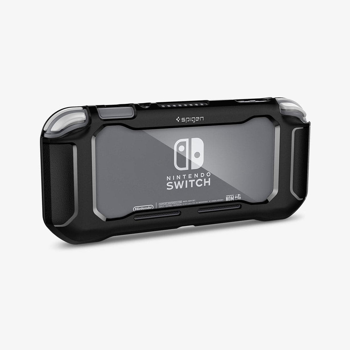 ACS00212 - Nintendo Switch Lite Case Rugged Armor in matte black showing the back and partial side