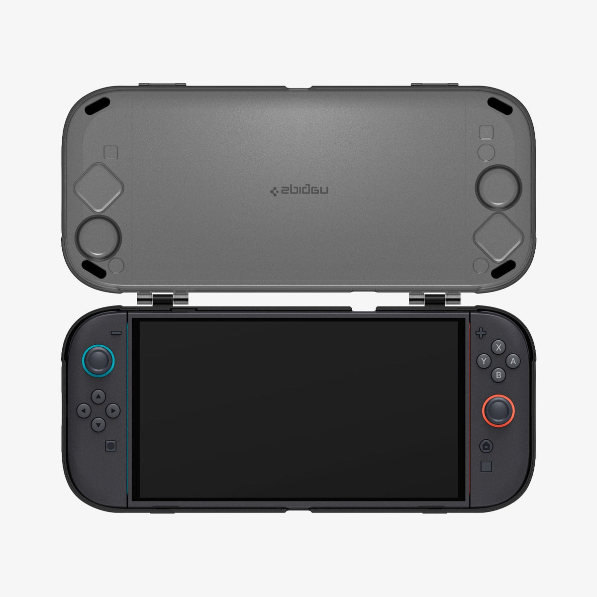 ACS10487 - Nintendo Switch 2 Thin Fit 360 in Black showing the device inside the case widely open