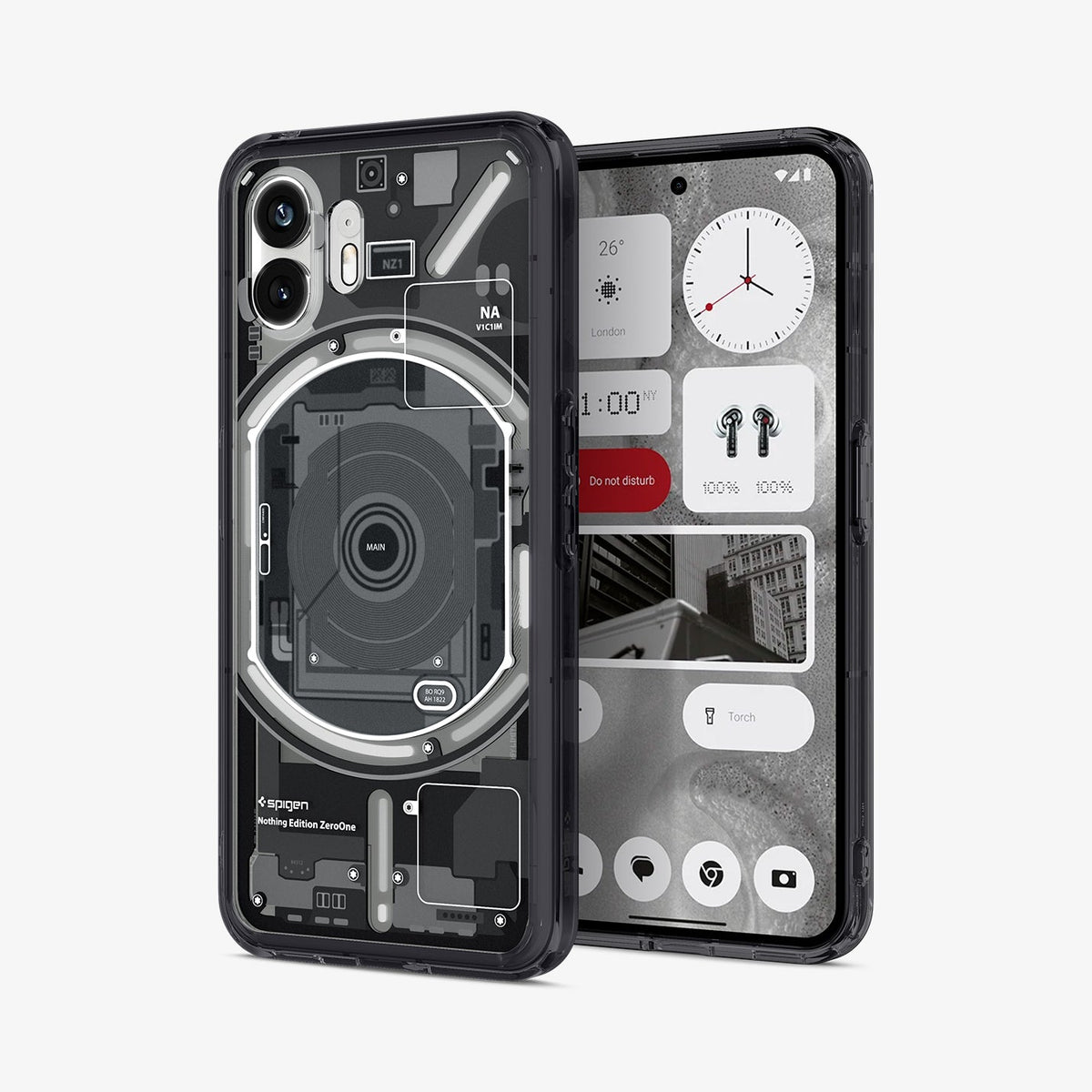 ACS06996 - Nothing Phone Series Case Ultra Hybrid Zero One showing the back and front