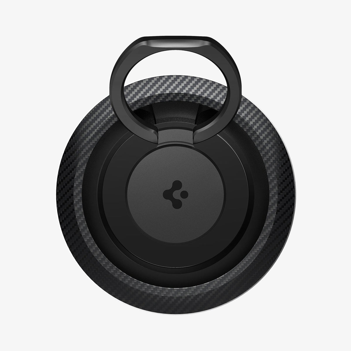 AMP05505 - O-Mag Magnetic Phone Holder (MagFit) in carbon showing the front and ring extended out upwards