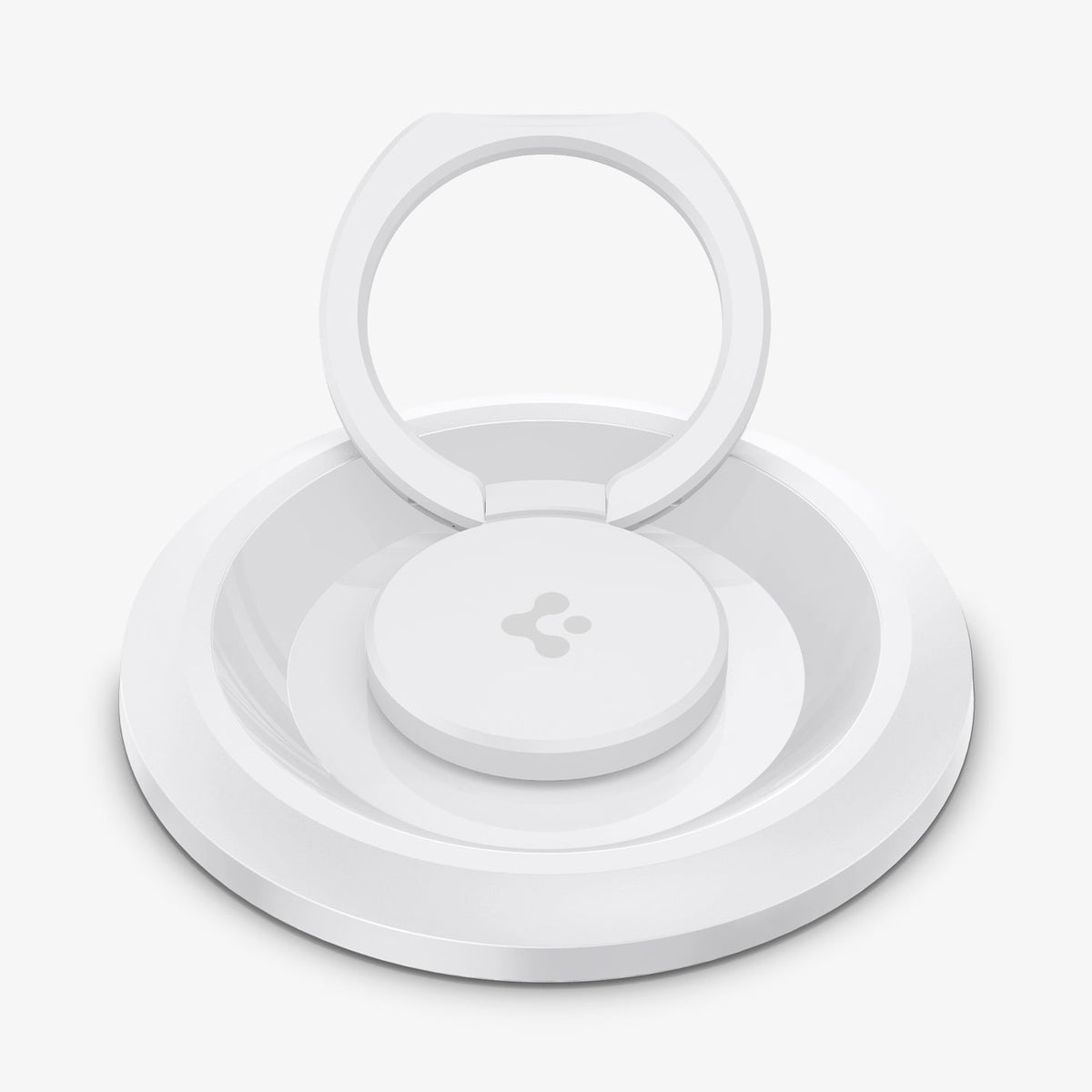 AMP05303 - O-Mag Magnetic Phone Holder (MagFit) in white showing the front and ring extended out laying flat