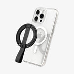 AMP08551 - O-Mag Magnetic Phone Holder (MagFit) | OM103 in Black showing the front hovering above the device