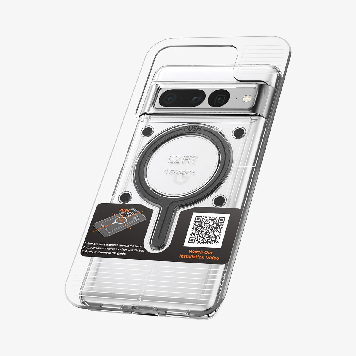 ACP06107 - Magnet Ring Plate (MagFit) in carbon showing the ez fit tray slightly hovering above the device