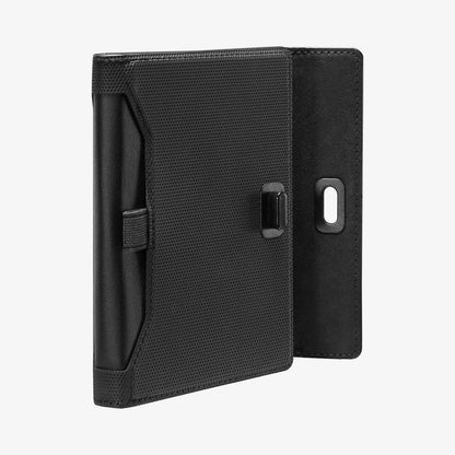 AFA05538 - Passport Holder in black showing the back with holder open