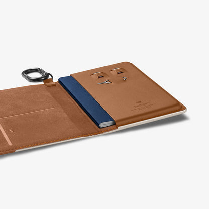 AFA08348 - Passport Holder in dune beige showing the inside with passport in slot