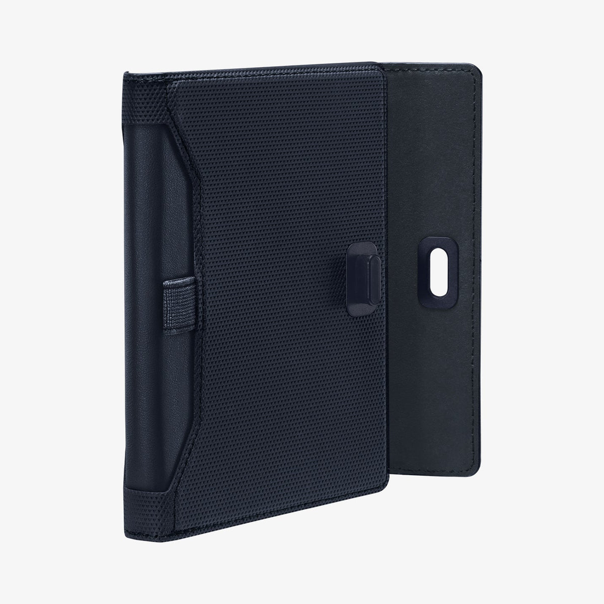 AFA08721 - Passport Holder in Navy Blue showing the back with holder open