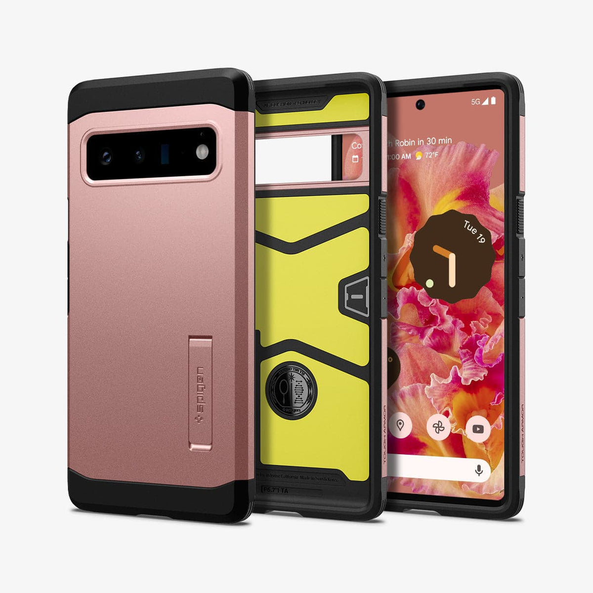 ACS03463 - Pixel 6 Pro Case Tough Armor in rose gold showing the back, inside and front