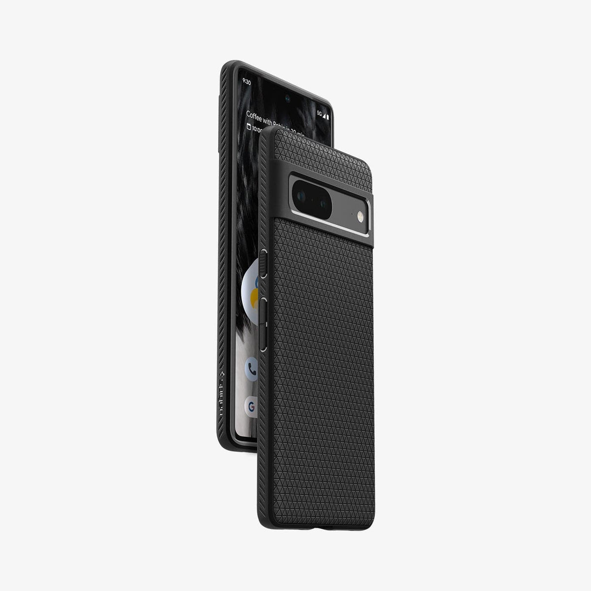ACS04696 - Pixel 7 Case Liquid Air in matte black showing the back, sides and partial front
