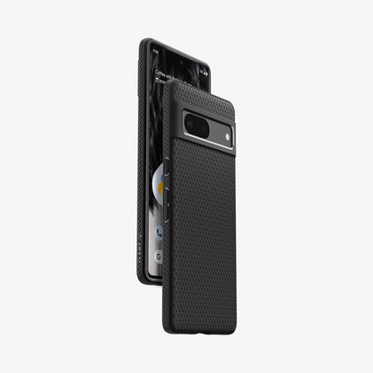 ACS04696 - Pixel 7 Case Liquid Air in matte black showing the back, sides and partial front