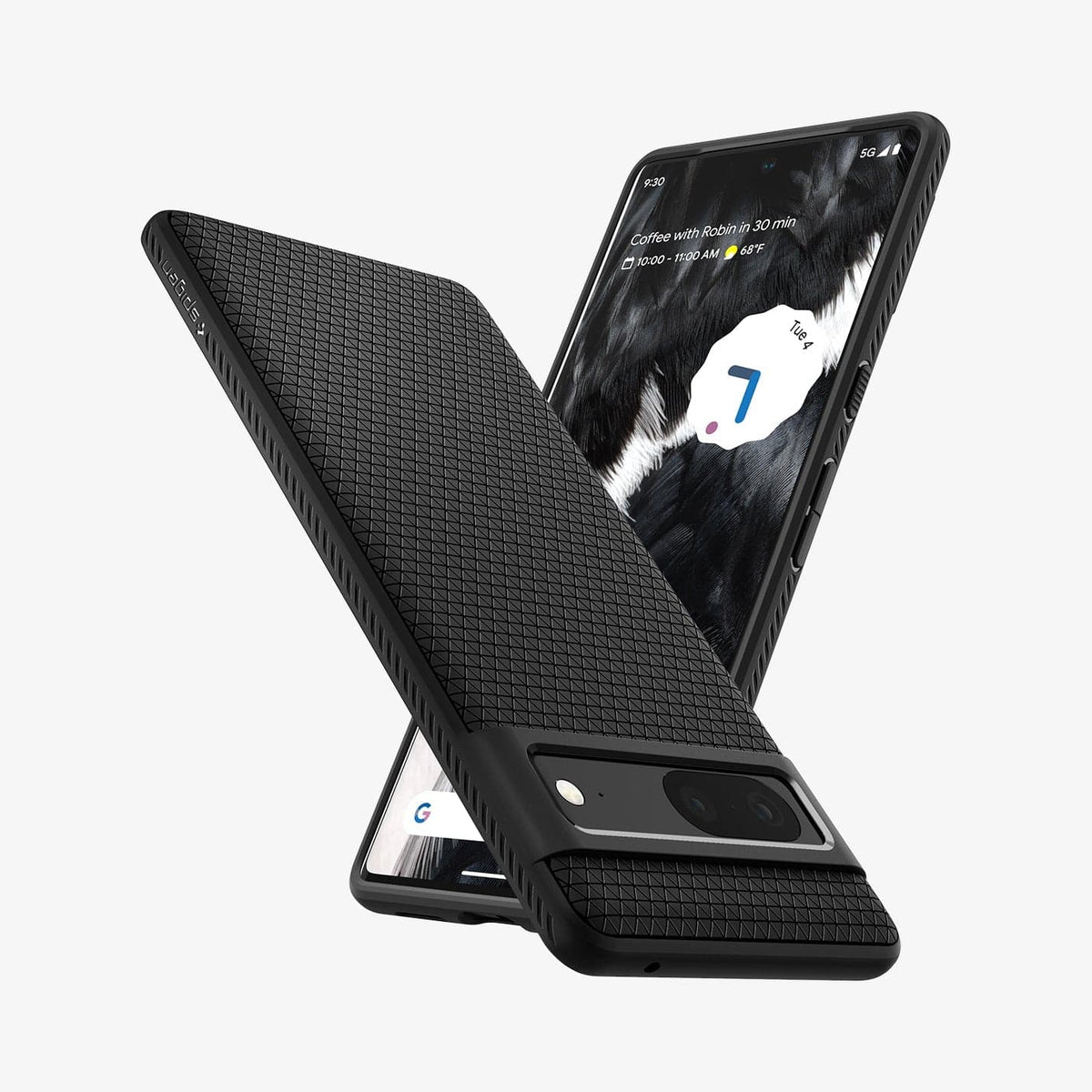 ACS04696 - Pixel 7 Case Liquid Air in matte black showing the back, front and sides