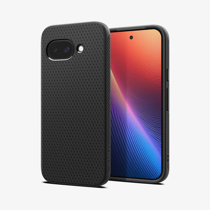 ACS09039 - Pixel 9a Case Liquid Air in Matte Black showing the back, partial front and sides
